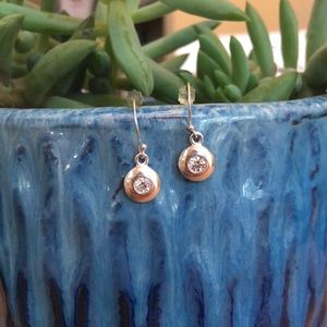 Silver and rhinestone dangle earrings